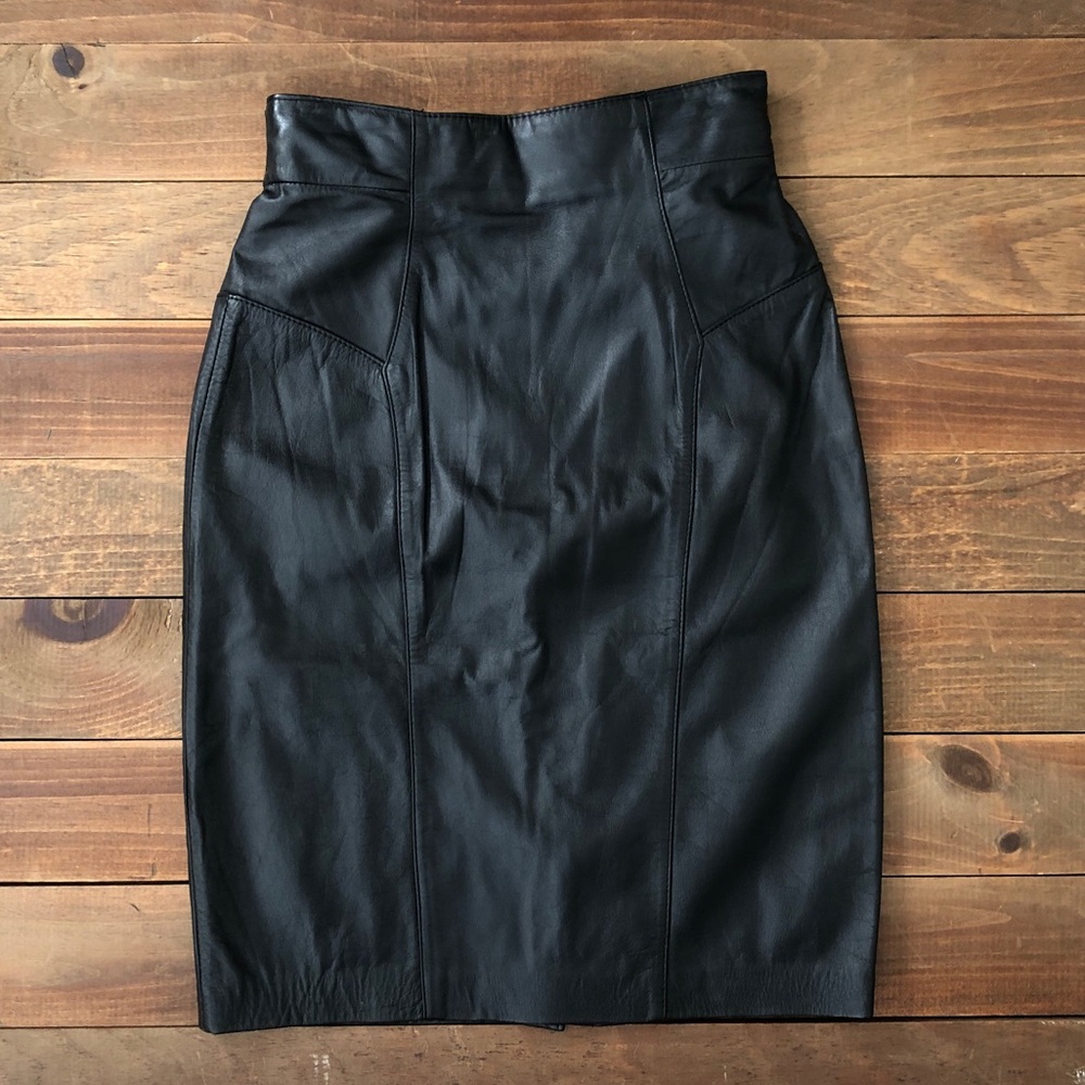 G-III Global Identity High Waist 100% Genuine Leather Pencil Skirt